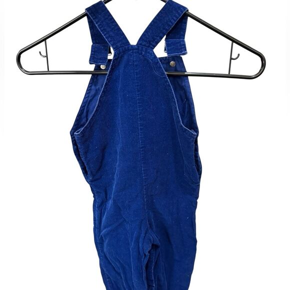 Vintage corduroy toddler Blue Fire Truck patch jumper Overalls 100% cotton 24mos - Picture 5 of 9